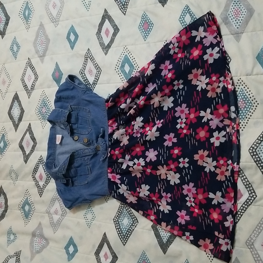 Floral/Jean Dress, Wonder nation, Size XS 4-5